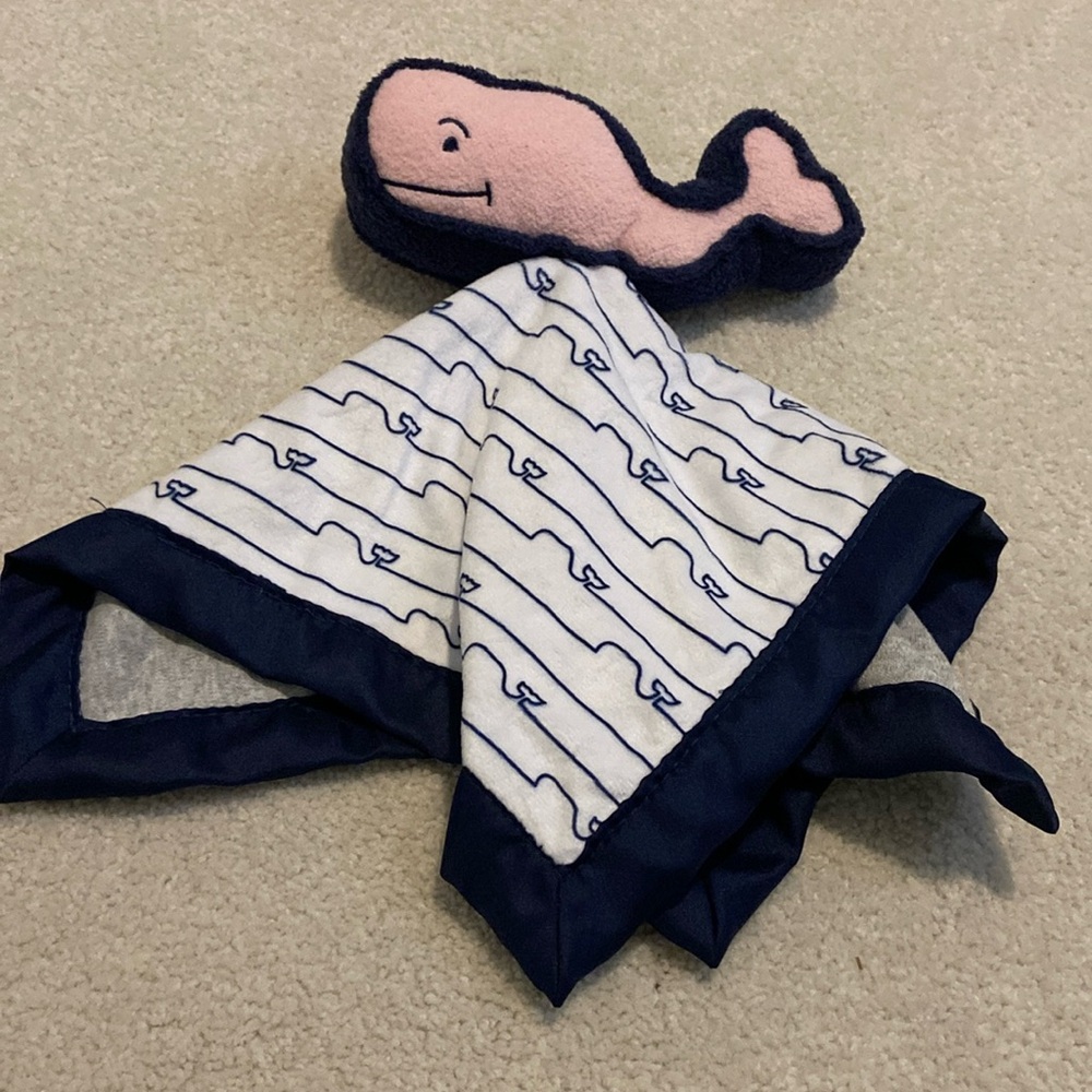 Vineyard Vines whale baby lovey security blanket